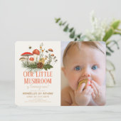 Little Mushroom Herfst Autumn 1e Verjaardagsfoto Kaart (Staand voorkant)