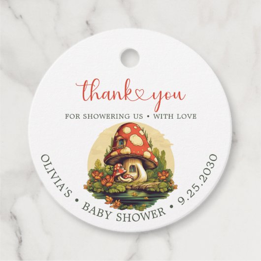Little Mushroom Herfst Baby shower Bedankjes Labels (Voorkant)