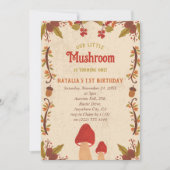 Little Mushroom Herfst Herfst 1e Verjaardag Feestdagenkaart (Voorkant)