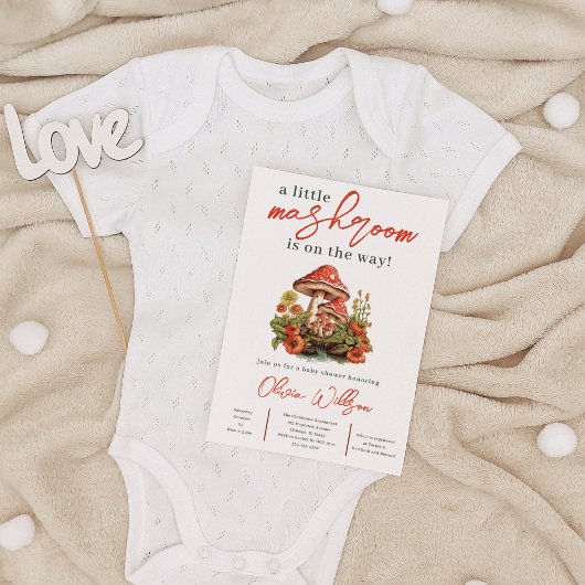 Little Mushroom Herfst Minimalist Retro Baby showe Kaart