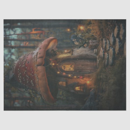 Little Mushroom House Decoupage Tissuepapier (Voorkant)