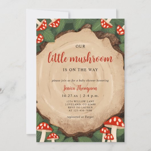 Little Mushroom Schattige Woodland Baby shower Kaart (Voorkant)