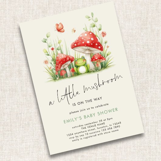 Little Mushroom staat op Way Frog Baby shower Kaart