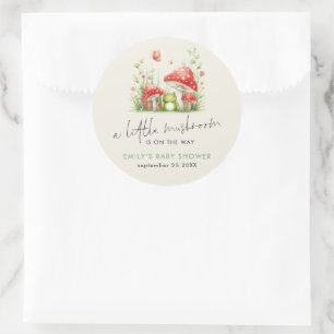 Little Mushroom staat op Way Frog Baby shower Ronde Sticker