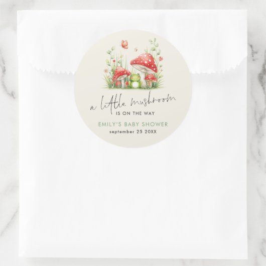 Little Mushroom staat op Way Frog Baby shower Ronde Sticker (Tas)