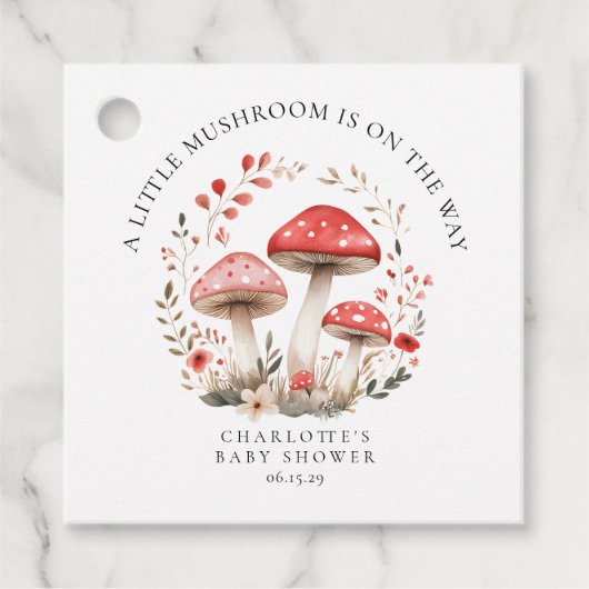 Little Mushroom Wildflowers Baby shower Bedankjes Labels (Voorkant)