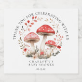 Little Mushroom Wildflowers Baby shower Bedankt Sparkling Wijnetiket (Enkel label)