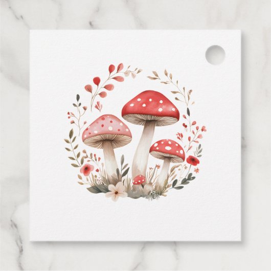 Little Mushroom Wildflowers Baby shower Favoriet T Bedankjes Labels (Achterkant)