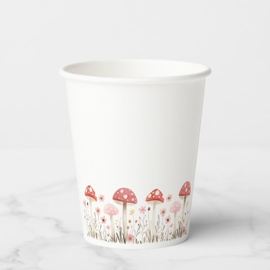 Little Mushroom Wildflowers Baby shower Papieren b Papieren Bekers (Achterkant)