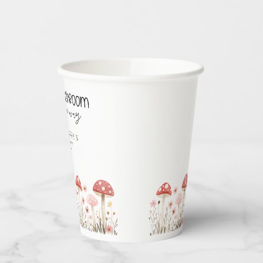 Little Mushroom Wildflowers Baby shower Papieren b Papieren Bekers (Links)