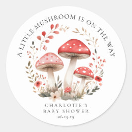 Little Mushroom Wildflowers Baby shower Rond Ronde Sticker