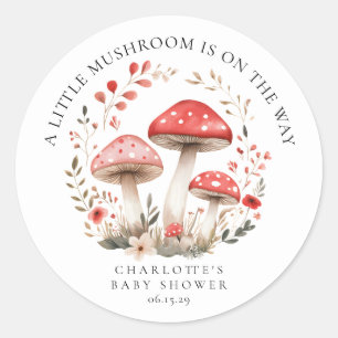 Little Mushroom Wildflowers Baby shower Rond Ronde Sticker
