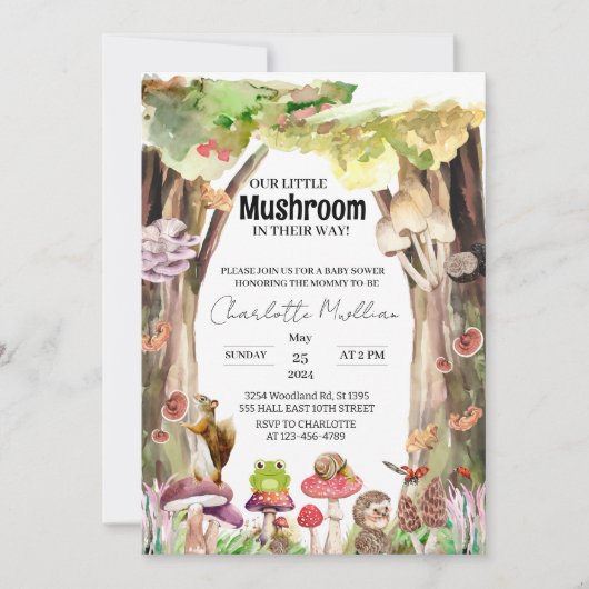 Little Mushroom Woodland Forest baby shower Kaart (Voorkant)