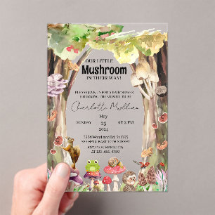 Little Mushroom Woodland Forest Herfst Baby shower Acryl Uitnodigingen