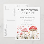 Little Mushrooms Wildflower Baby shower Briefkaart (Voorkant / Achterkant)