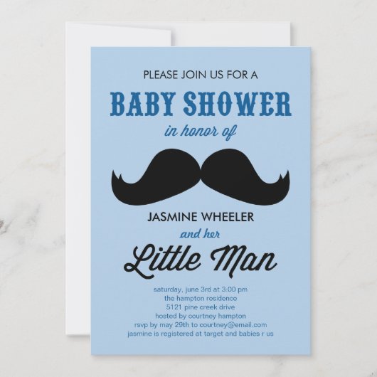 Little Mustache Baby Shower-uitnodigingen Kaart (Voorkant)