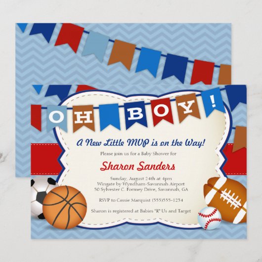 *Little MVP* Sports De Geëvenaarde Uitnodiging van (Voorkant / Achterkant)