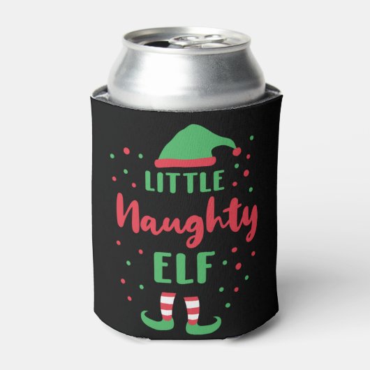 Little Naughty Elf Funny Elf Costume Xmas Gift Blikjeskoeler (Blikje Voorkant)