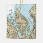 Little Neck NY Nautische Grafiek Kerstmis Keramisch Ornament (Links)