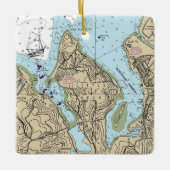 Little Neck NY Nautische Grafiek Kerstmis Keramisch Ornament (Voorkant)