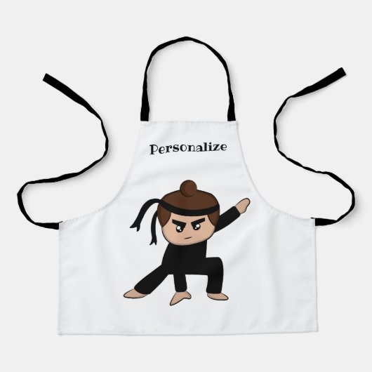 Little Ninja Dude Boy Schattige Kinder gepersonali Schort (Voorkant)