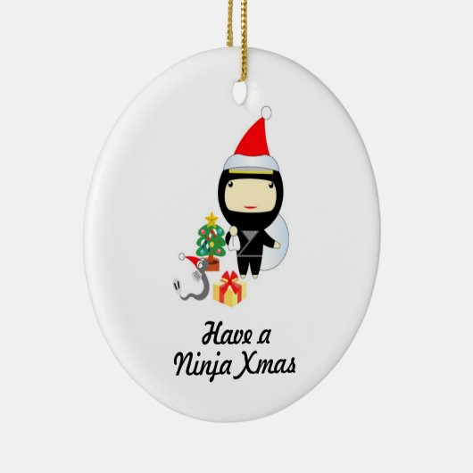 Little Ninja-kerstversiering Keramisch Ornament (Rechts)
