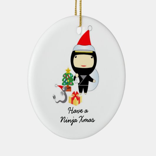 Little Ninja-kerstversiering Keramisch Ornament (Rechts)