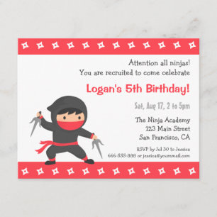 Little Ninja Kids Birthday Party Kaart
