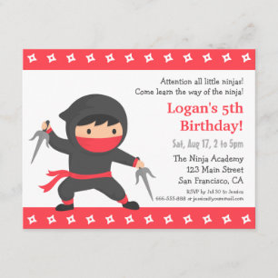 Little Ninja Kids Birthday Party Kaart