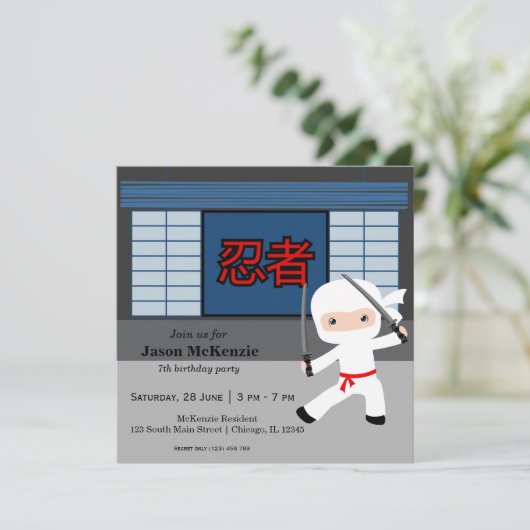 Little ninja-verjaardagsthema kaart (Staand voorkant)