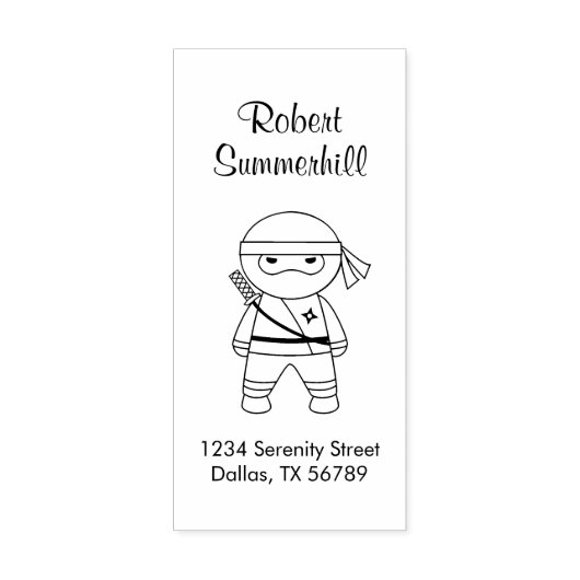 Little Ninja Warrior Address Rubberstempel (Afrduk)