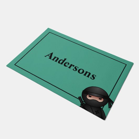 Little Ninja Warrior on Green Deurmat (Schuin)