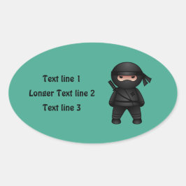 Little Ninja Warrior on Green Ovale Sticker