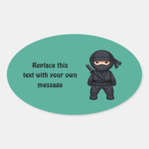 Little Ninja Warrior on Green Ovale Sticker