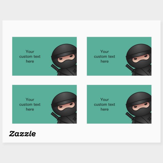 Little Ninja Warrior on Green Rechthoekige Sticker (Vel)