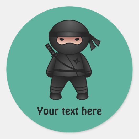 Little Ninja Warrior on Green Ronde Sticker (Voorkant)