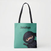 Little Ninja Warrior on Green Tote Bag (Voorkant)