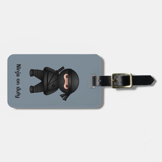 Little Ninja Warrior on Grey Bagagelabel (Voorkant horizontaal)