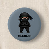 Little Ninja Warrior on Grey Ronde Button 5,7 Cm