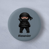 Little Ninja Warrior on Grey Ronde Button 5,7 Cm