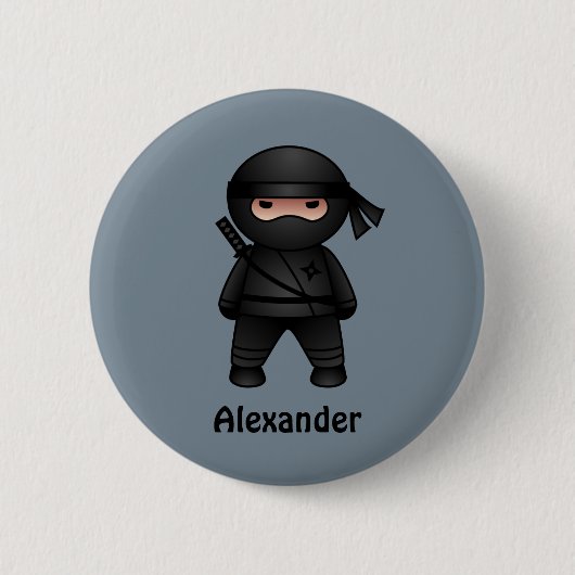 Little Ninja Warrior on Grey Ronde Button 5,7 Cm (Voorkant)