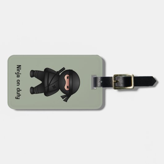 Little Ninja Warrior on Sage Green Bagagelabel (Voorkant horizontaal)