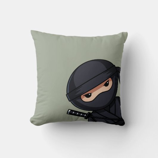 Little Ninja Warrior on Sage Green Kussen (Voorkant)