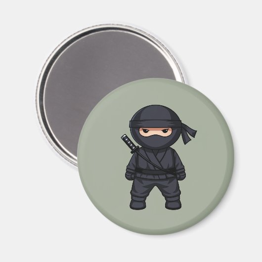 Little Ninja Warrior on Sage Green Magneet (Voorkant / Achterkant)