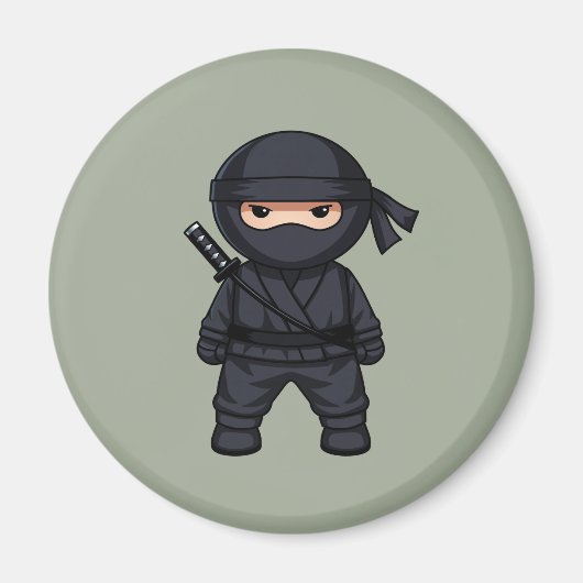 Little Ninja Warrior on Sage Green Magneet (Voorkant)