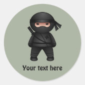 Little Ninja Warrior on Sage Green Ronde Sticker (Voorkant)