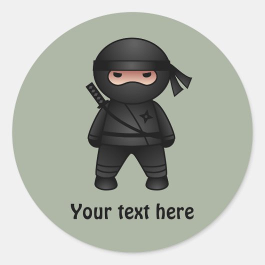 Little Ninja Warrior on Sage Green Ronde Sticker (Voorkant)