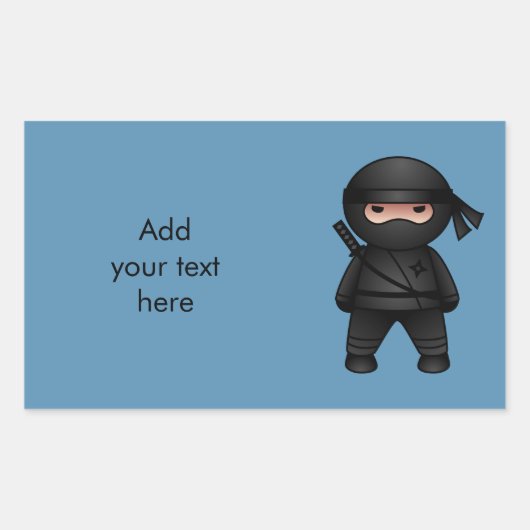 Little Ninja Warrior op Blue Rechthoekige Sticker (Voorkant)