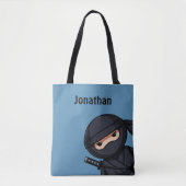 Little Ninja Warrior op Blue Tote Bag (Voorkant)