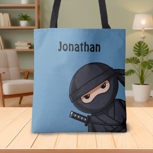 Little Ninja Warrior op Blue Tote Bag